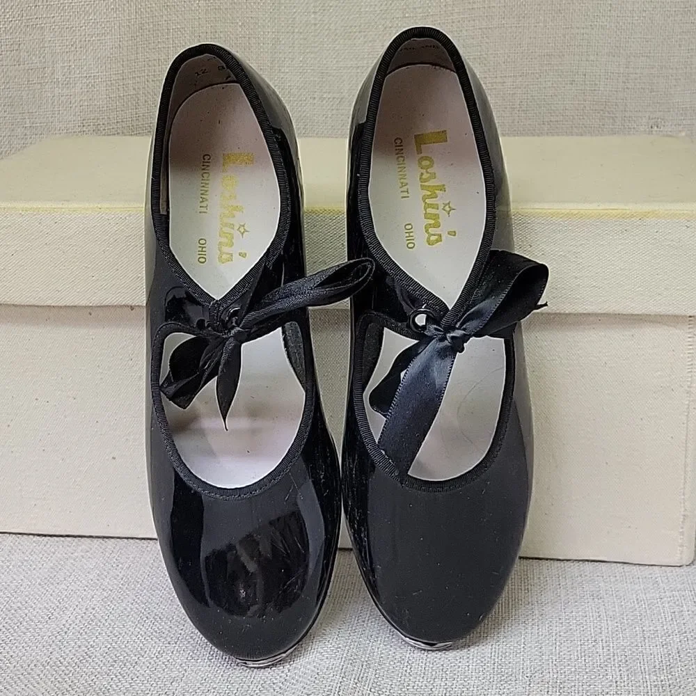 Loshin's‎ girls tap shoes sz 1 1/2 M plus a pr of black tights